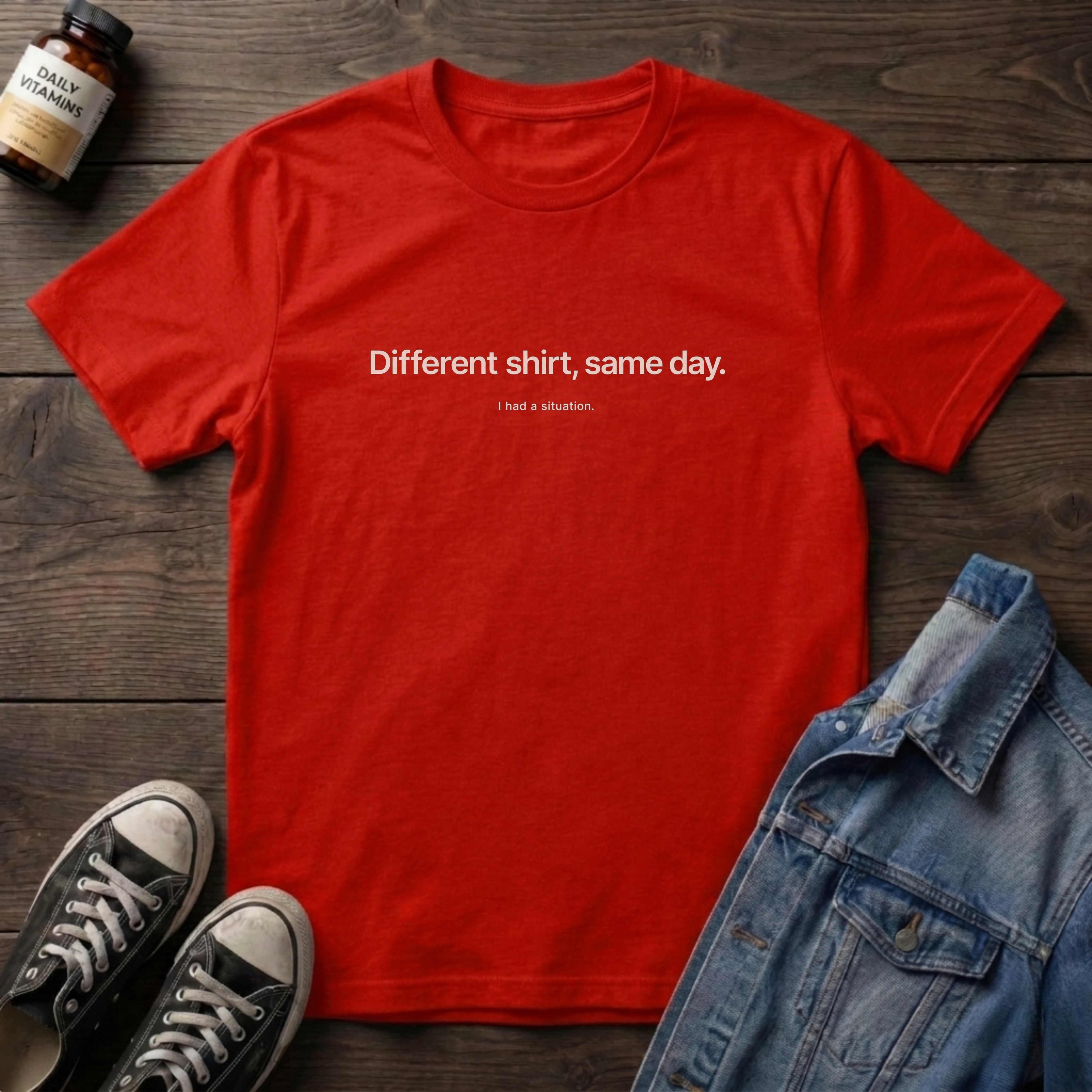 Different shirt, same day.